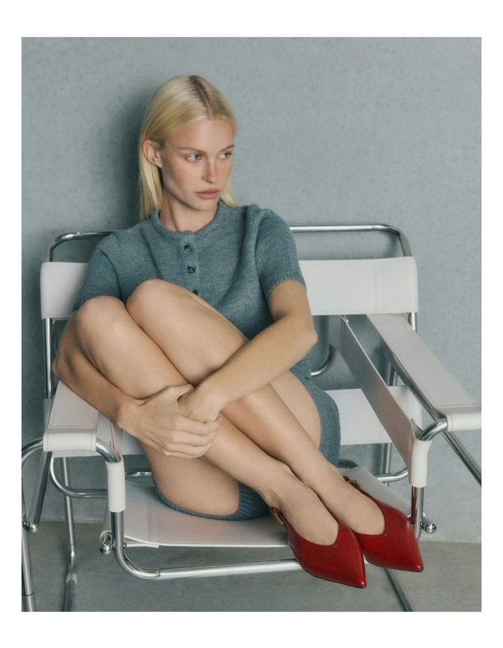 Albie Dress Leather Flats in Ruby Red image 7