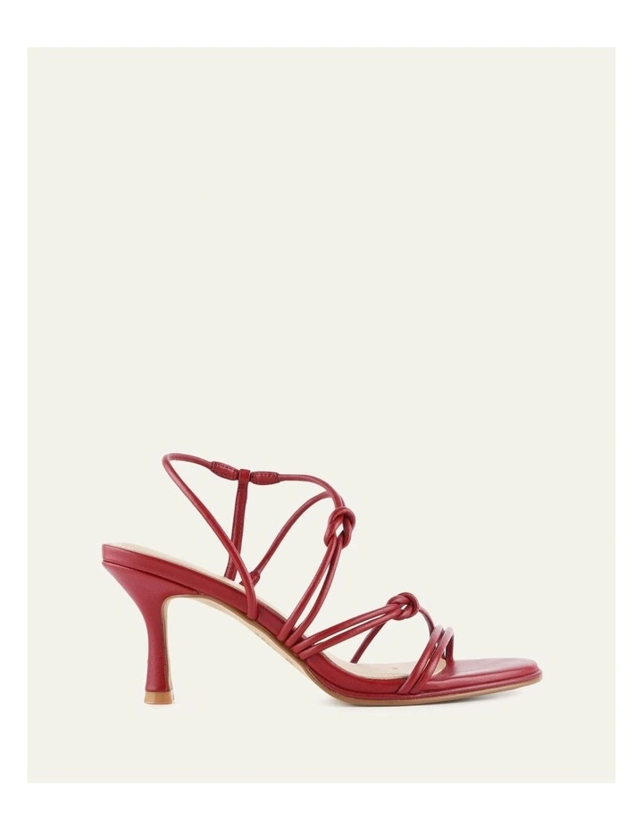 Norma Mid Heel Leather Sandals in Ruby Red image 1
