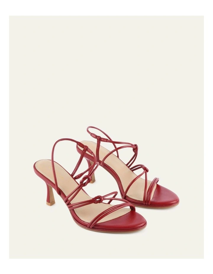 Norma Mid Heel Leather Sandals in Ruby Red image 2
