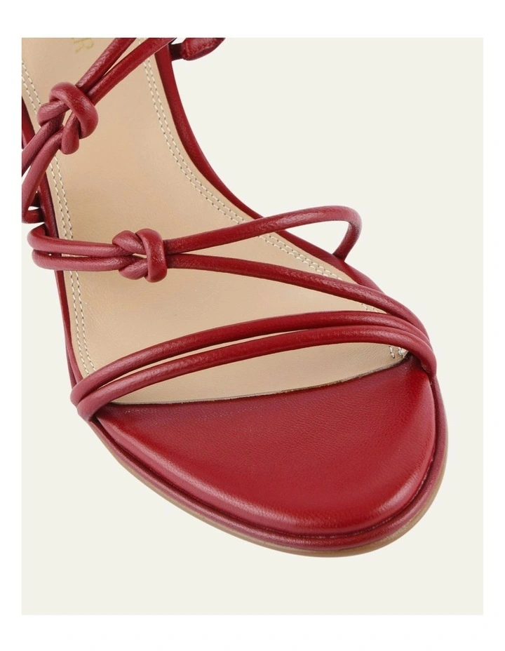 Norma Mid Heel Leather Sandals in Ruby Red image 3