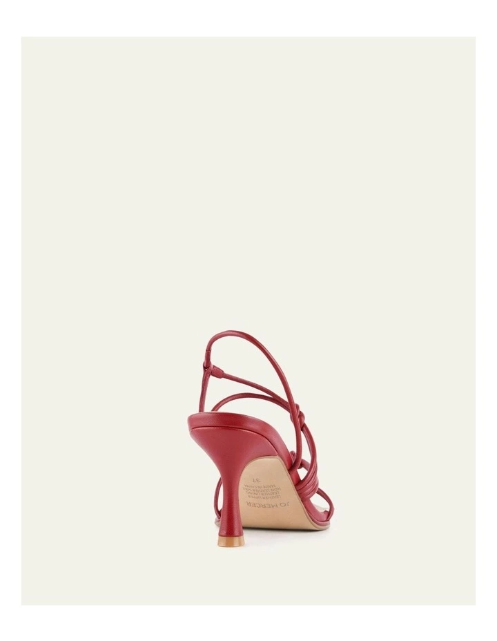 Norma Mid Heel Leather Sandals in Ruby Red image 4