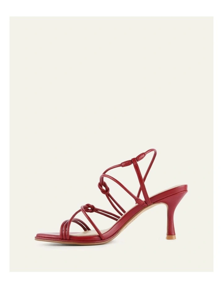 Norma Mid Heel Leather Sandals in Ruby Red image 5