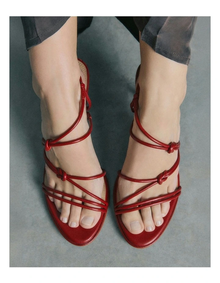 Norma Mid Heel Leather Sandals in Ruby Red image 7