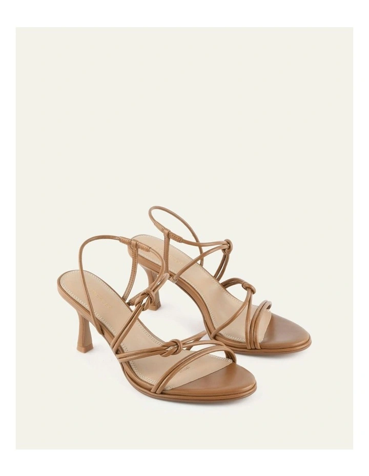 Norma Mid Heel Leather Sandals in Tuscan Tan image 2