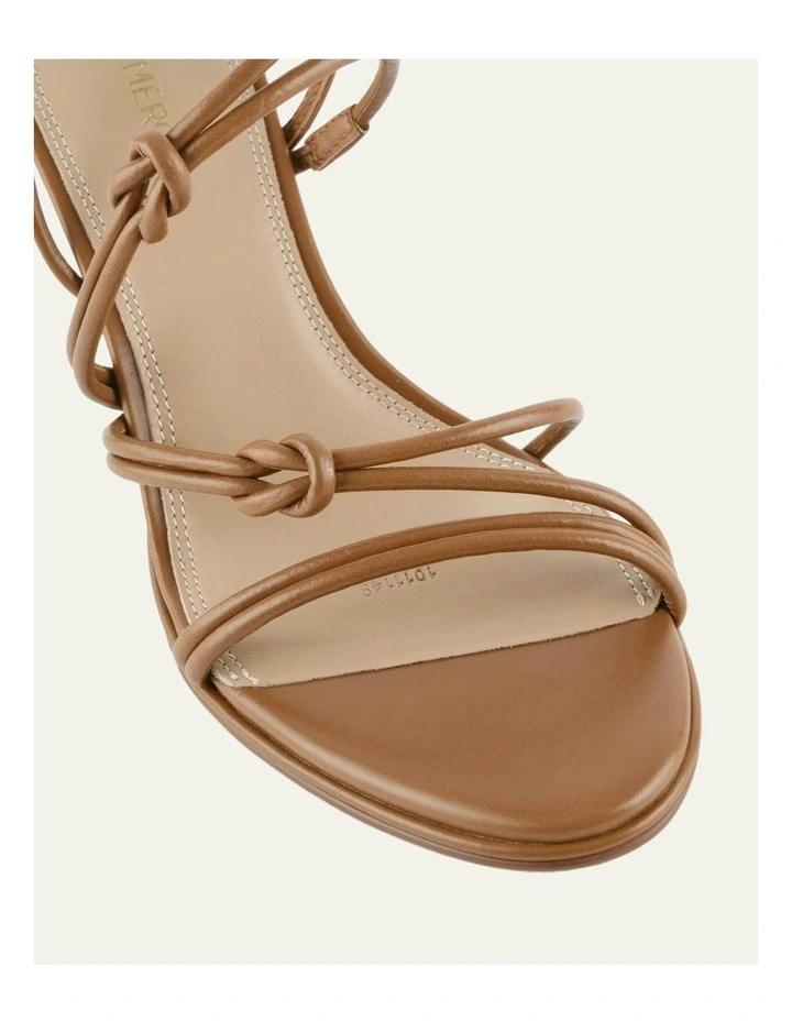 Norma Mid Heel Leather Sandals in Tuscan Tan image 3