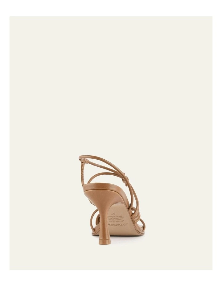 Norma Mid Heel Leather Sandals in Tuscan Tan image 4