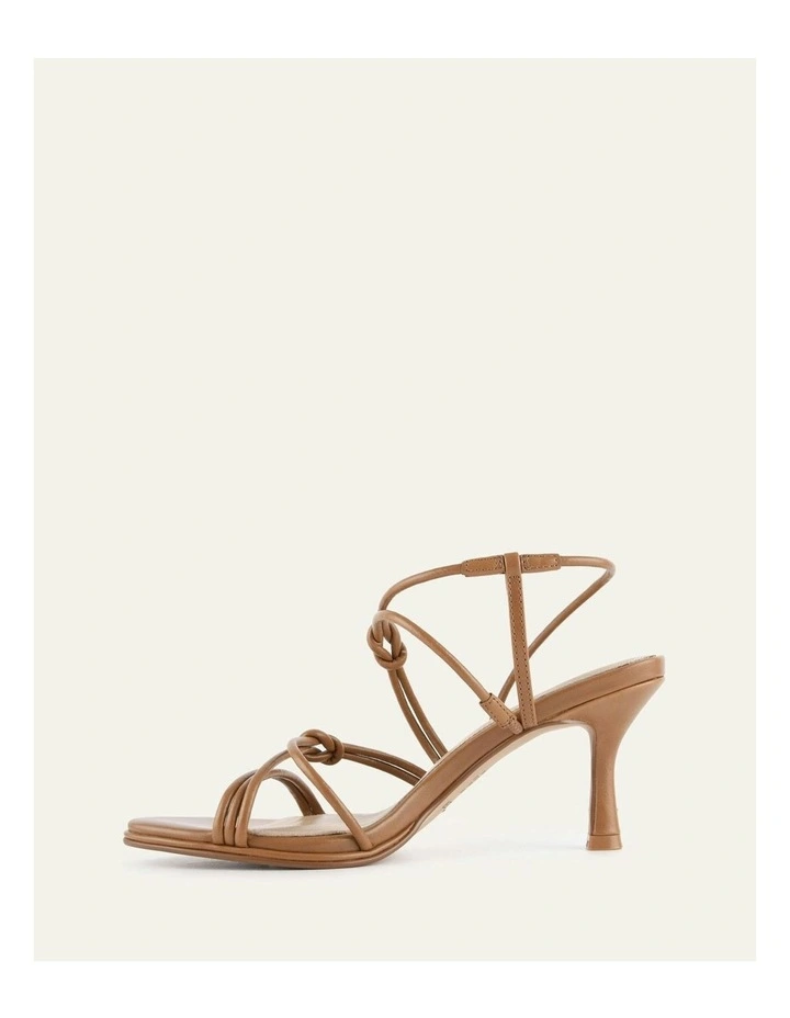 Norma Mid Heel Leather Sandals in Tuscan Tan image 5