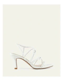 Norma Mid Heel Leather Sandals in White