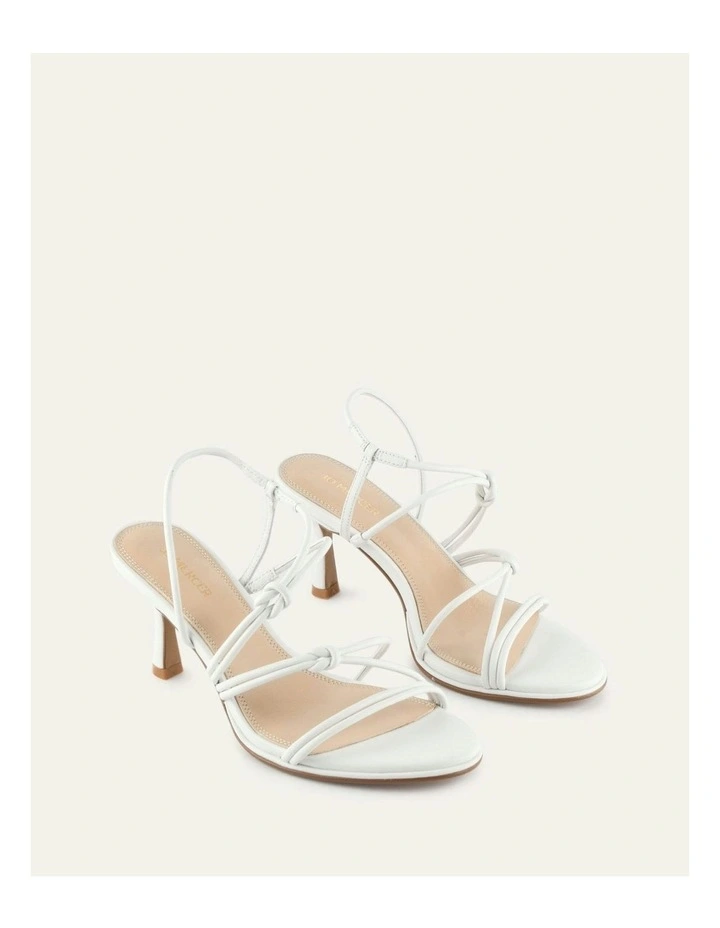 Norma Mid Heel Leather Sandals in White image 2