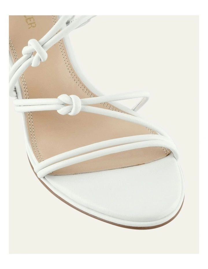 Norma Mid Heel Leather Sandals in White image 3