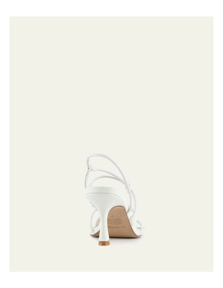 Norma Mid Heel Leather Sandals in White image 4