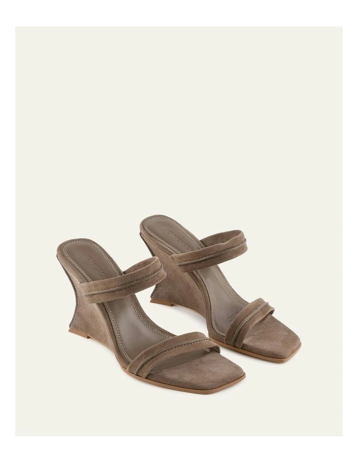 Zinnia High Heel Suede Sandals in Brown image 3