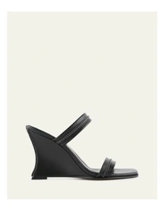 Zinnia High Heel Leather Sandals in Black