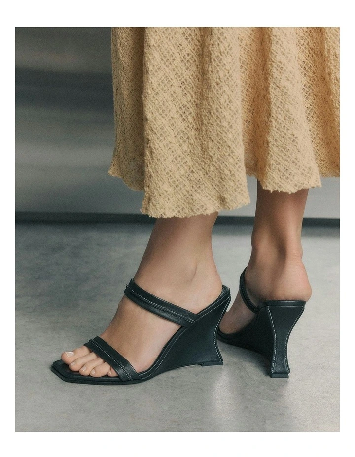 Zinnia High Heel Leather Sandals in Black image 2