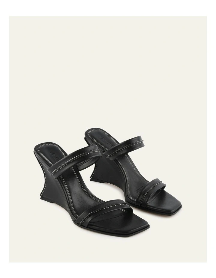 Zinnia High Heel Leather Sandals in Black image 3