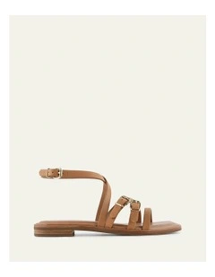 Pierre Flat Leather Sandals in Tuscan Tan