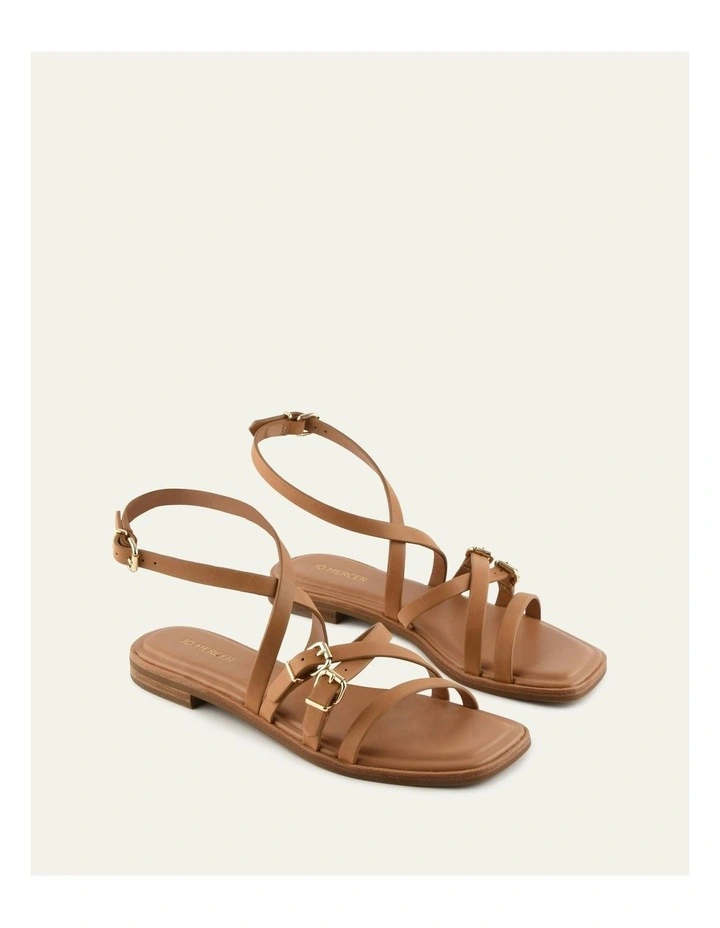 Pierre Flat Leather Sandals in Tuscan Tan image 2