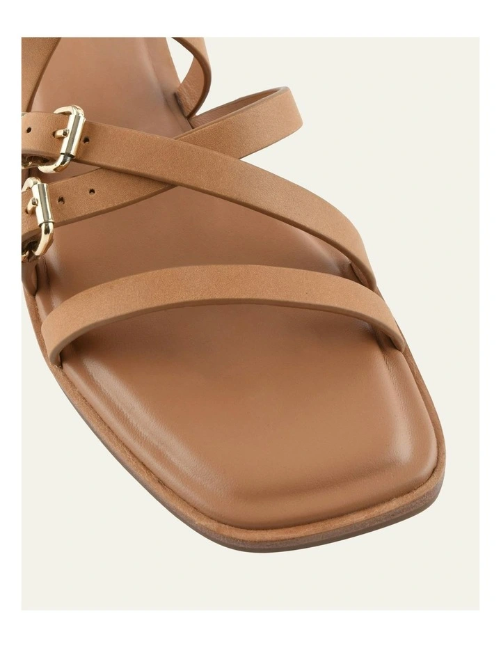 Pierre Flat Leather Sandals in Tuscan Tan image 3