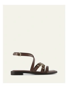 Pierre Flat Leather Sandals in Pecan