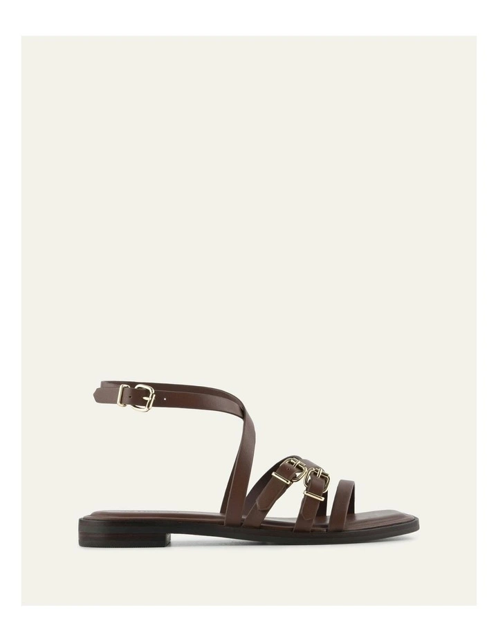Pierre Flat Leather Sandals in Pecan image 1