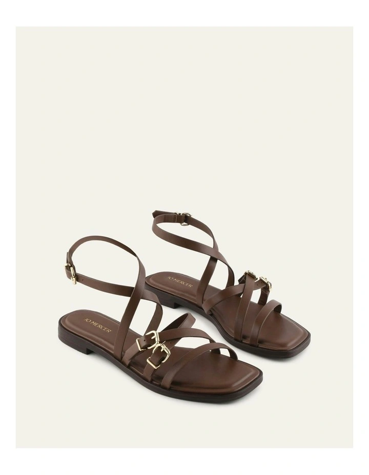 Pierre Flat Leather Sandals in Pecan image 2
