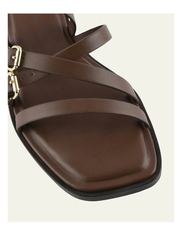 Pierre Flat Leather Sandals in Pecan image 3