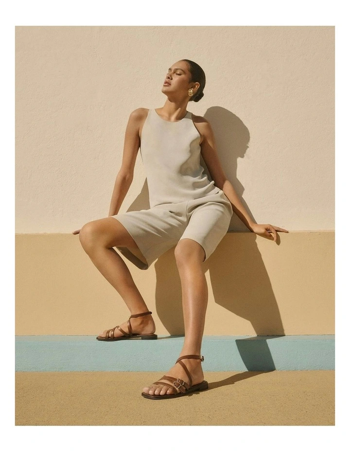 Pierre Flat Leather Sandals in Pecan image 7