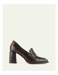 Delilah Mid Heel Loafers in Chocolate
