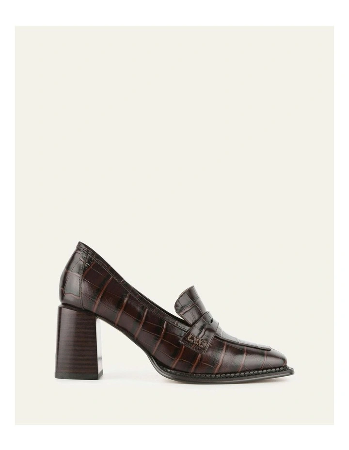 Delilah Mid Heel Loafers in Chocolate image 1