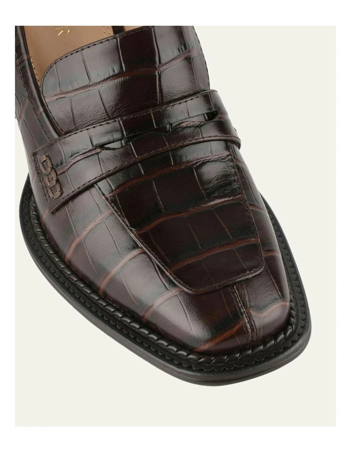 Delilah Mid Heel Loafers in Chocolate image 3