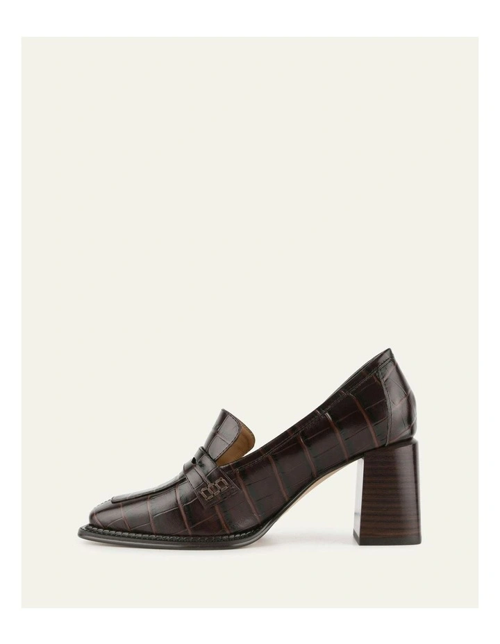 Delilah Mid Heel Loafers in Chocolate image 5