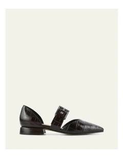 Neela Dress Flats in Chocolate Croc Leather