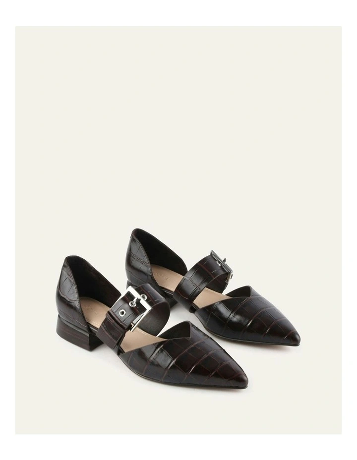 Neela Dress Flats in Chocolate Croc Leather image 2