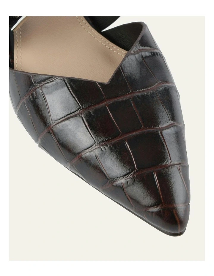 Neela Dress Flats in Chocolate Croc Leather image 3
