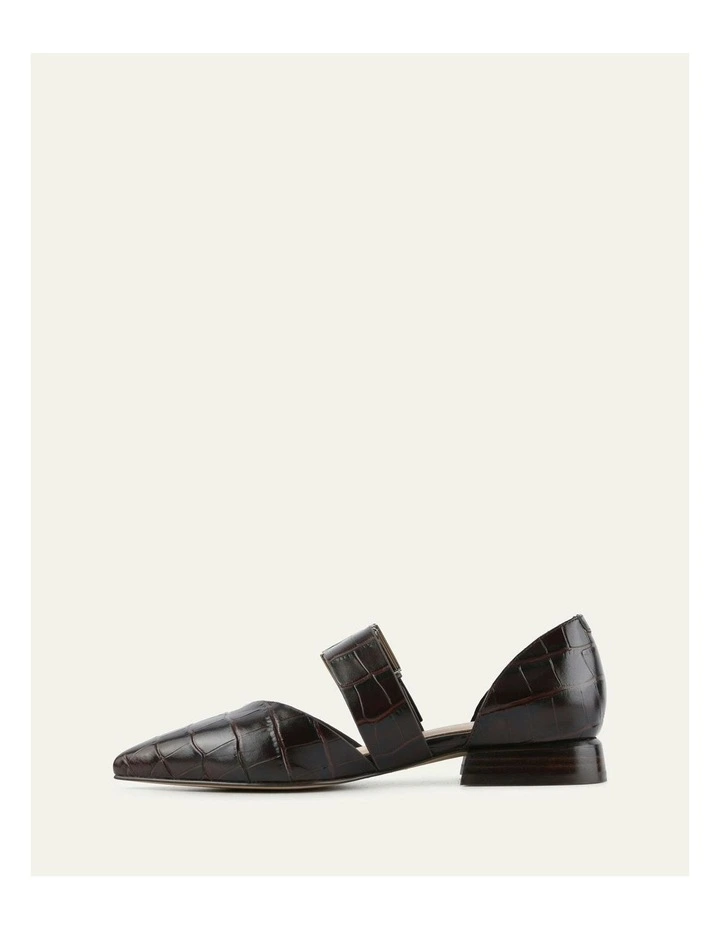 Neela Dress Flats in Chocolate Croc Leather image 5