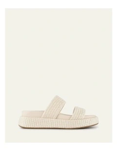 Marco Flat Sandals in Off White Raffia