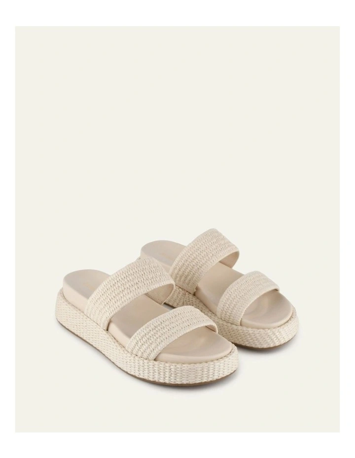 Marco Flat Sandals in Off White Raffia image 2