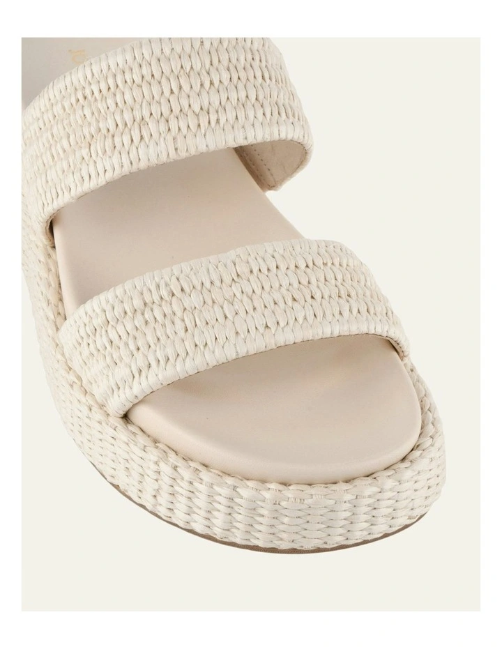 Marco Flat Sandals in Off White Raffia image 3
