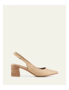 Cara Low Heels in Tan Raffia