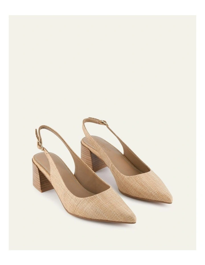 Cara Low Heels in Tan Raffia image 2
