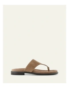 Toby Flat Sandals in Latte Suede