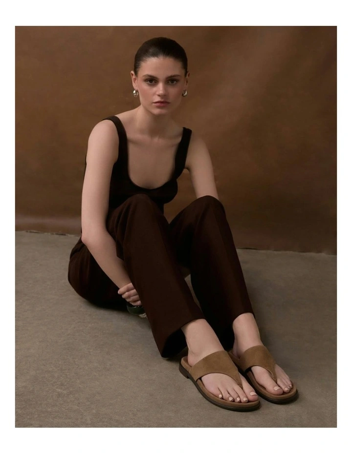 Toby Flat Sandals in Latte Suede image 2