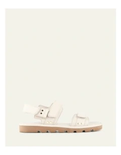 Rufus Flat Sandals in Off White Leather