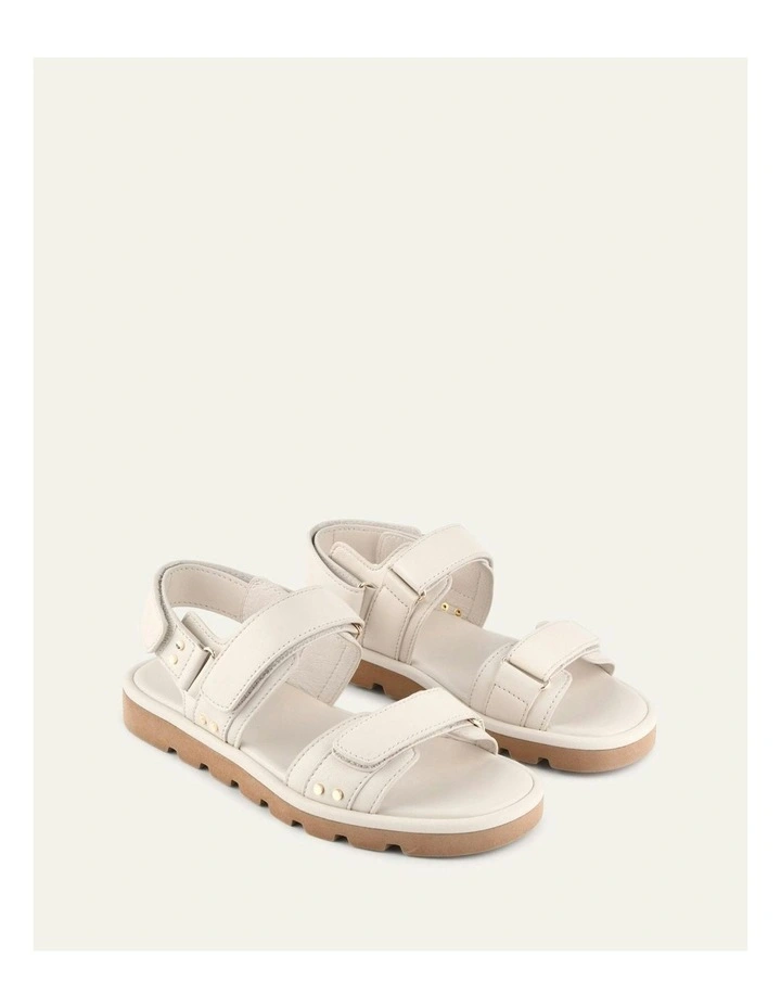 Rufus Flat Sandals in Off White Leather image 2
