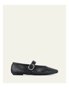 Ginger Leather Flats Ballet  in Black