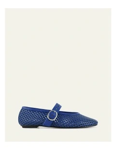 Ginger Flats Ballet in Cobalt Leather