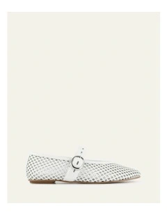 Ginger Flats Ballet in White Leather