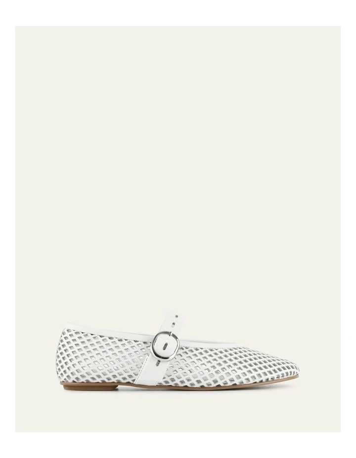 Ginger Flats Ballet in White Leather image 1