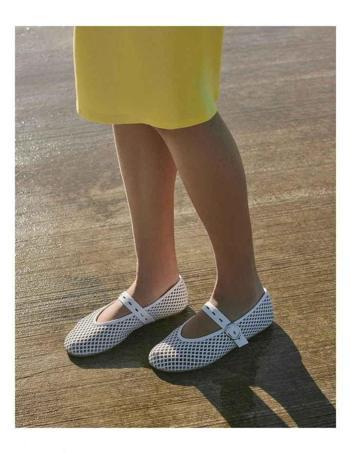 Ginger Flats Ballet in White Leather image 2