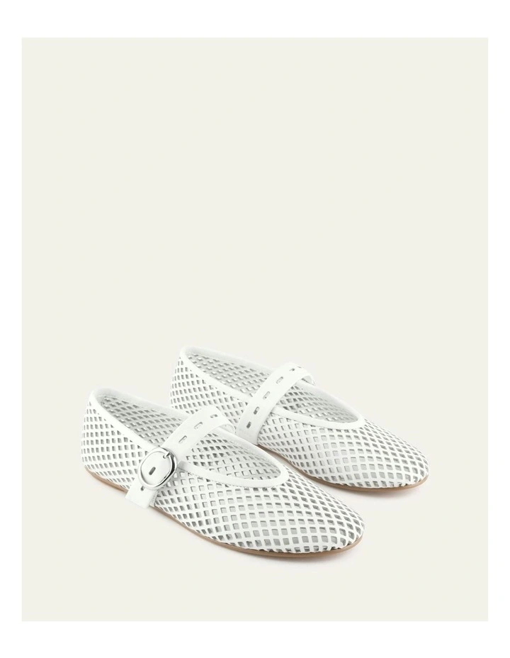 Ginger Flats Ballet in White Leather image 3